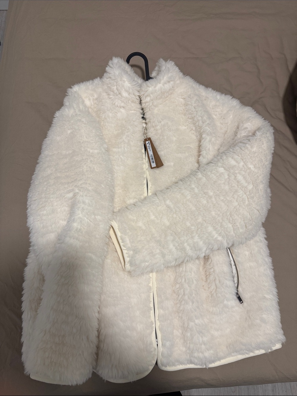 SKIMS White Faux Fur Oversized Mock Neck Jacket